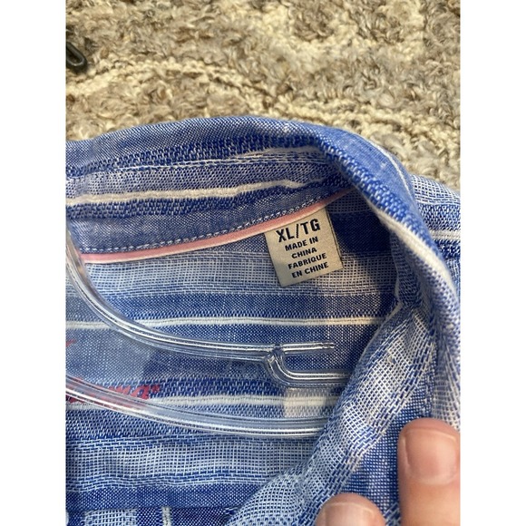 Women's Tommy Bahama Santiago Stripe Linen Blend Shirt Top Blouse Sz XL Travel - Picture 9 of 9